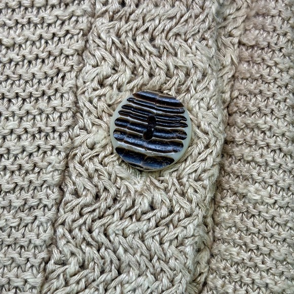 Ralph Lauren Sport Sweater Women Large Cable Tan Brown Cardigan Button - Picture 5 of 12